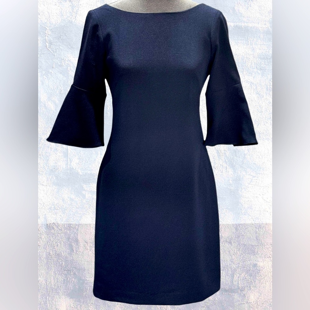 Vince Camuto Navy Sheath Dress With Deep V Back Neckline Size 2